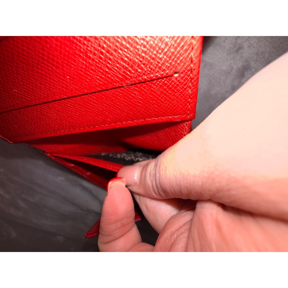 Louis Vuitton Portefeuille Elise Red Epi Leather Wallet Snap Coin Pocket - Picture 7 of 13